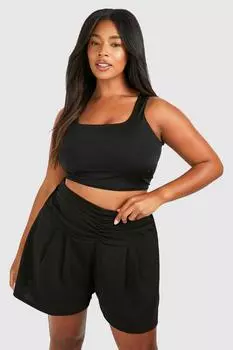 Плиссированная юбка со сборками на поясе boohoo, черный