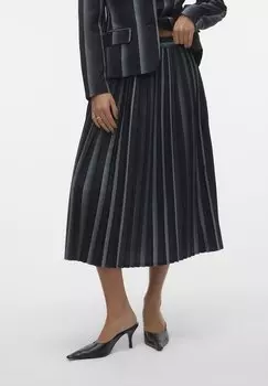Плиссированная юбка Vero Moda VMMORTICIA SCHOOL CALF PLEAT SKIRT, черный