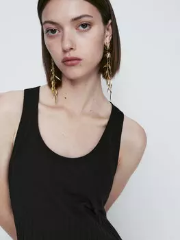 Плиссированное черное платье Massimo Dutti, черный