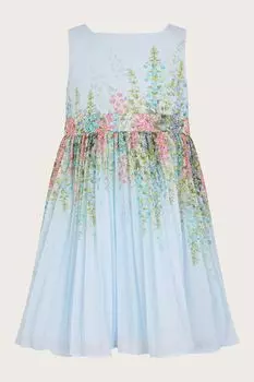 Плиссированное детское платье гиацинтового цвета Monsoon, синий