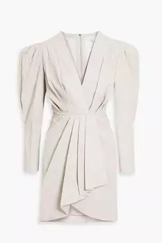 Плиссированное кожаное платье мини Sumai с запахом IRO, экру