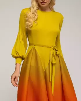 Плиссированное миди-платье с переливающимся эффектом Tantra, горчичный