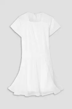 Плиссированное мини-платье из шелкового шифона с тюлевыми вставками GIVENCHY, белый