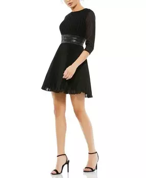 Плиссированное мини-платье Mac Duggal с мерцающим эффектом, черный