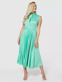 Плиссированное мини-платье с закрученными деталями Closet London, зеленый