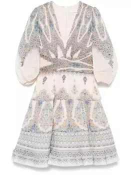 Плиссированное мини-платье ZIMMERMANN, нейтральный