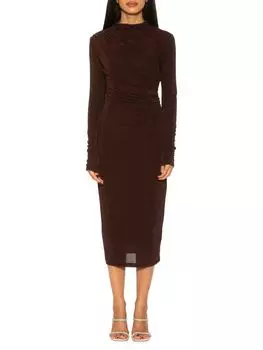 Плиссированное облегающее платье миди Kim Alexia Admor, цвет Burgundy