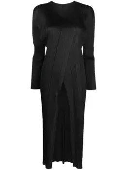 Плиссированное однобортное пальто Pleats Please Issey Miyake, черный