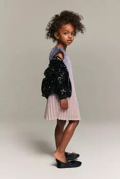 Плиссированное платье а-силуэта H&M, фиолетовый