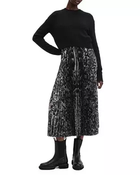 Плиссированное платье ALLSAINTS Jinx 2 в 1, мультиколор