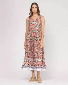 Плиссированное платье без рукавов Niza, белый