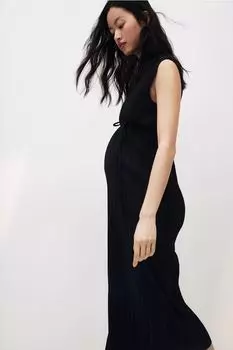 Плиссированное платье для мамы H&M, черный