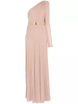 Плиссированное платье Elisabetta Franchi, нейтральный цвет
