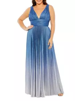 Плиссированное платье Fabulouss с эффектом «омбре» Mac Duggal, сапфировый