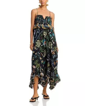 Плиссированное платье FARM Rio Winter Garden, черный