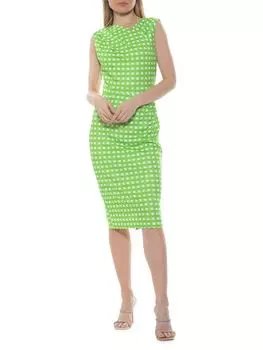 Плиссированное платье-футляр Diane Alexia Admor, цвет Lime Gingham