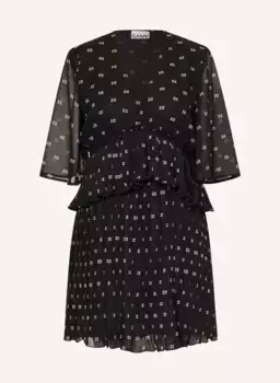 Плиссированное платье Ganni, черный