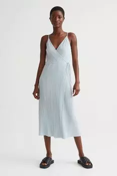 Плиссированное платье H&amp;M, светло-синий