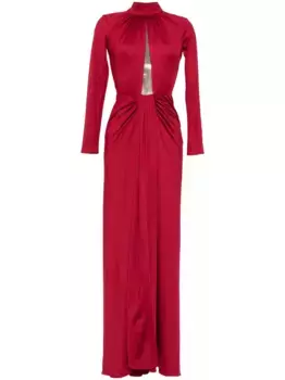 Плиссированное платье из джерси Saiid Kobeisy, красный