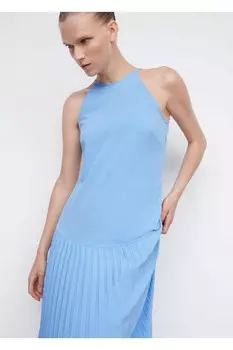 Плиссированное платье Mango, синий