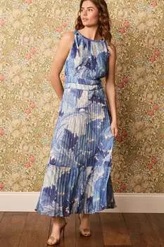 Плиссированное платье макси без рукавов Next, синий