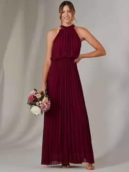 Плиссированное платье макси для подружки невесты Jolie Moi, бордовый