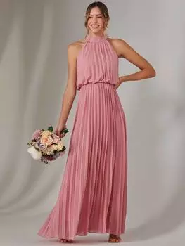 Плиссированное платье макси Jolie Moi, цвет Dusty Pink