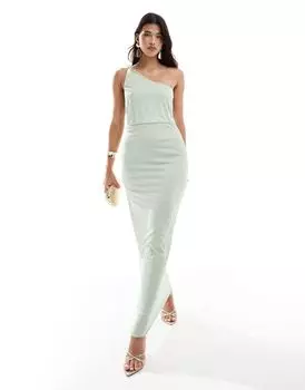 Плиссированное платье макси на одно плечо ASOS DESIGN