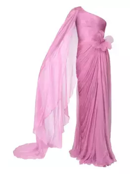 Плиссированное платье макси на одно плечо Iris Serban, розовый