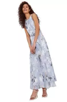 Плиссированное платье макси с цветочным принтом Roman, серый