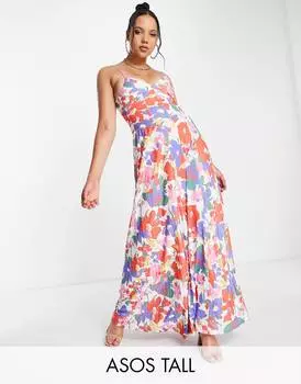 Плиссированное платье макси с цветочным принтом ASOS DESIGN Tall Tall - MULTI
