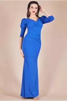 Плиссированное платье макси Scuba с запахом спереди Goddiva, синий