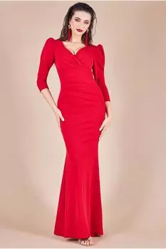 Плиссированное платье макси Scuba с запахом спереди Goddiva, красный