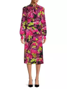 Плиссированное платье мидакси из крепа Versace, цвет Black Pink