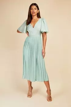 Плиссированное платье мидакси Little Mistress, зеленый