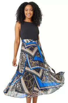 Плиссированное платье миди без рукавов Petite Roman, черный