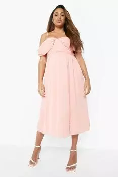 Плиссированное платье миди для материров Boohoo, розовый