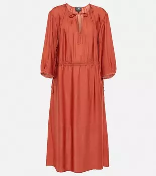 Плиссированное платье миди Eve из джерси A.P.C., оранжевый