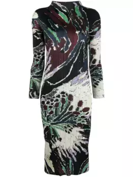 Плиссированное платье миди Frosty Forest Pleats Please Issey Miyake, коричневый