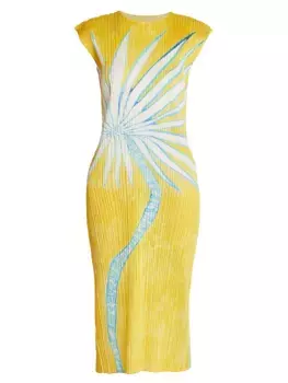 Плиссированное платье миди Ice Desert Pleats Please Issey Miyake, желтый