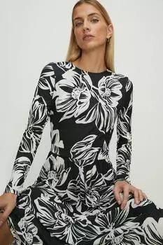 Плиссированное платье миди из облегающего джерси с цветочным принтом Oasis, мультиколор