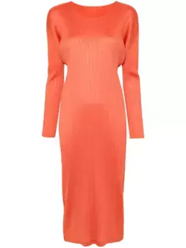 Плиссированное платье миди Pleats Please Issey Miyake, оранжевый