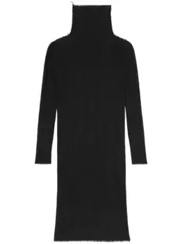 Плиссированное платье миди с длинными рукавами MM6 Maison Margiela, черный