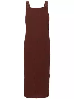 Плиссированное платье миди с плетеными бретелями Alysi, коричневый
