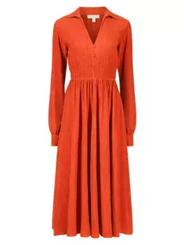 Плиссированное платье миди-трапеции Michael Michael Kors, цвет taracotta