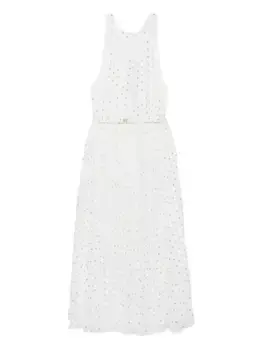 Плиссированное платье миди в горох NISSA, белый