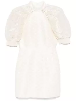 Плиссированное платье мини с кружевом ROTATE BIRGER CHRISTENSEN, нейтральный цвет
