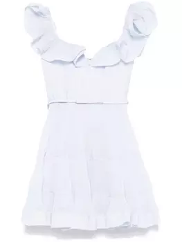 Плиссированное платье мини с оборками ZIMMERMANN, синий