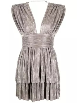 Плиссированное платье мини с V-образным вырезом Sabina Musayev, коричневый