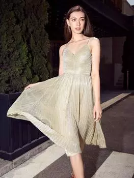 Плиссированное платье MOTF PREMIUM, цвет шампанского